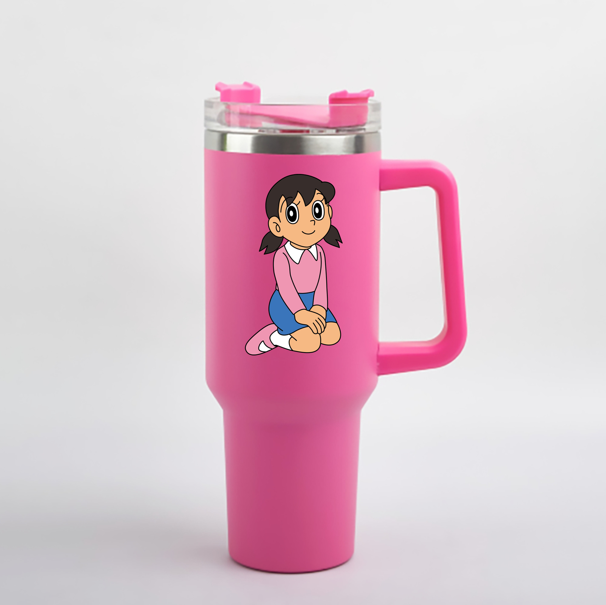 （画像用） ドラえもん みなもと しずか Doraemon Shizuka Minamoto 1200mL車用タンブラー - クリスタルステッカー（プラスチックストロー付き）